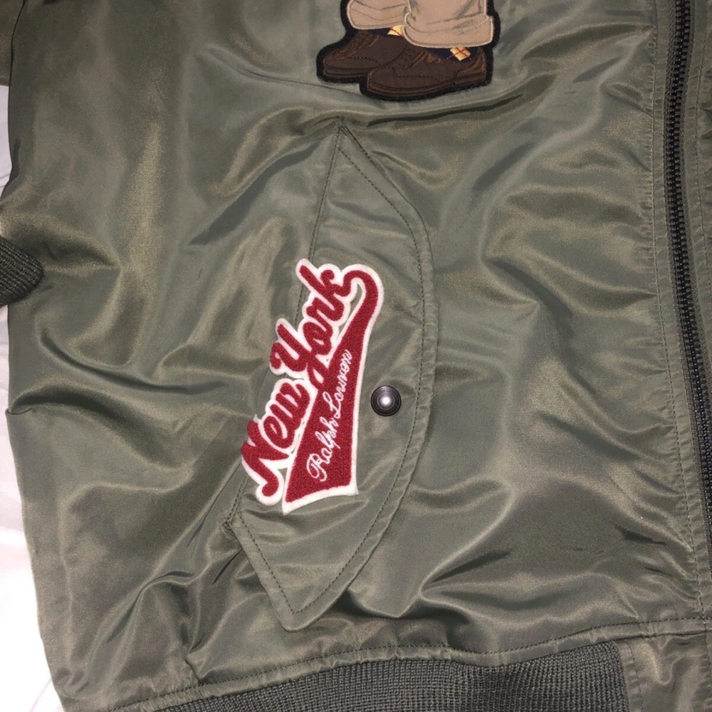 Ralph Lauren Polo Olive Bomber Jacket with Patches - Picture 2 of 8